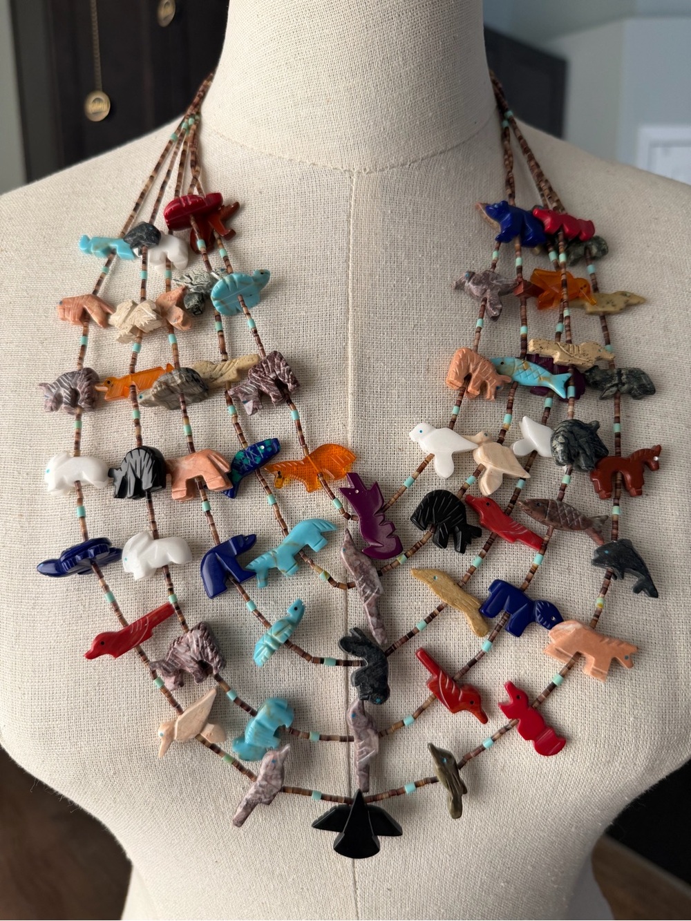 Vintage Multi-Color Animal Fetish Necklace - Women Jewelry Native American - Picture 5 of 11